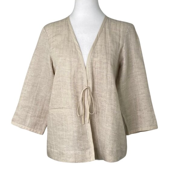 Eileen Fisher Jackets & Blazers - Eileen Fisher Linen Tie-Front Kimono Jacket Made with Italian Fabric, Size PM